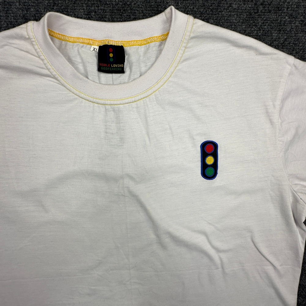Noble Loving Godfearing White T-Shirt Traffic Light Contrast Stitch Pop Art RARE